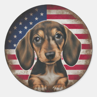 Adesivo Círculo de Dachshund no Dia da Independência em 4