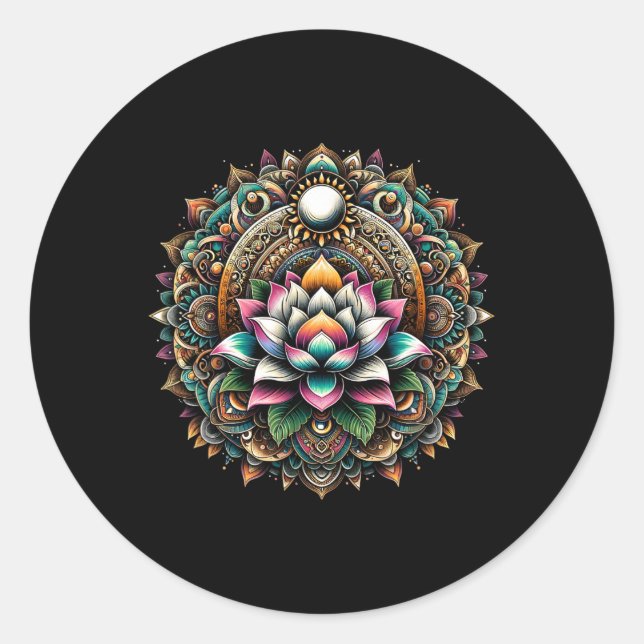 Adesivo Círculo de Enfeitiço Mandala Flor de Lótus Espirit (Frente)