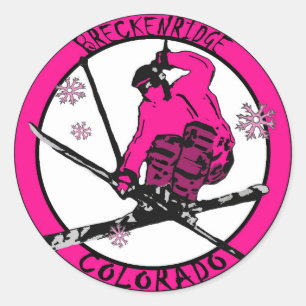 Adesivo Círculo de esquiador rosa de Breckenridge Colorad