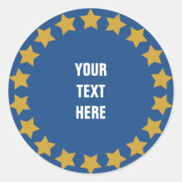 Adesivo Círculo de estrelas douradas texto e fundo persona