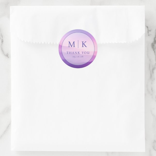 Adesivo Círculo de Gradiente de Lavanda Elegante (Bolsa)