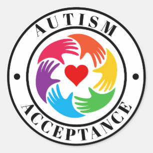 Adesivo Círculo de Mãos e Coração de Aceitação do Autismo