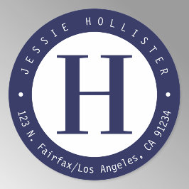 Adesivo Círculo de Monograma de Endereço de Devolução em A