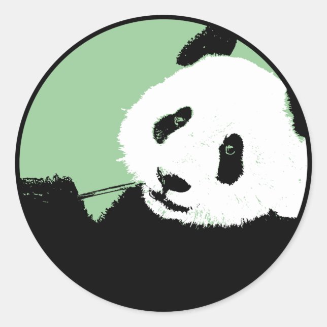 Adesivo círculo de panda. seagreen. (Frente)