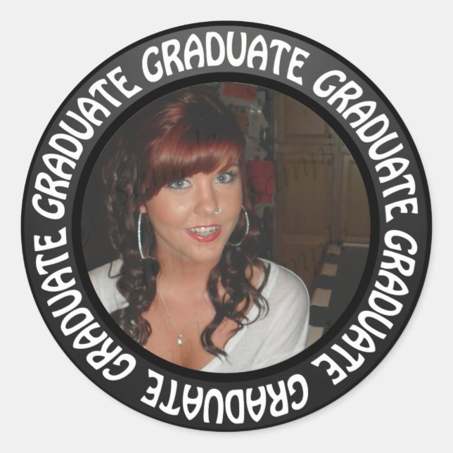 Adesivo Círculo de Quadro de Graduação Adicionar Sua Foto (Frente)