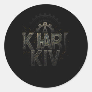 Adesivo Círculo de tecnologia de Kharkiv Ucrânia Estilo Ur