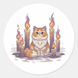 Adesivo Círculo de Velas Persa - Gato de Halloween assusta