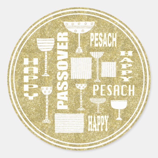 Adesivo Círculo de Vinheta de Passagem "Happy Passover Win (Frente)