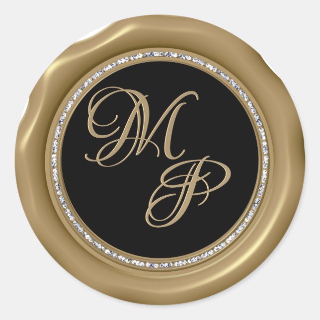 Adesivo *~* Círculo Diamante Vinhetas de Casamento DOURADO (Frente)