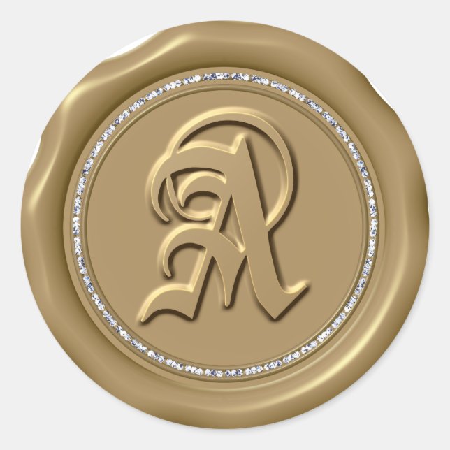 Adesivo *~* Círculo Diamante Vinhetas de Monograma DOURADO (Frente)