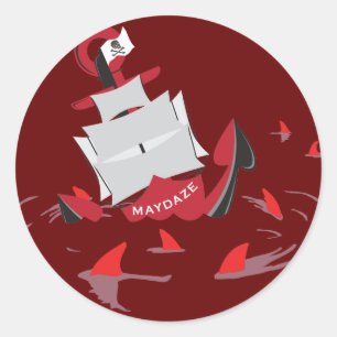Adesivo círculo do tubarão do maydaze