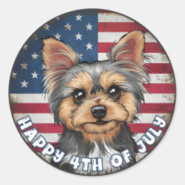 Adesivo Círculo do Yorkie no Dia da Independência em 4 de 