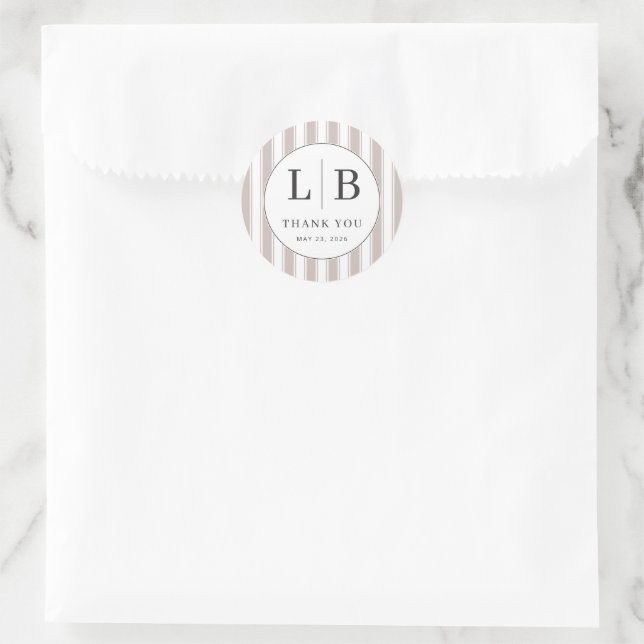 Adesivo Círculo Elegante de Agradecimento Bege (Bolsa)