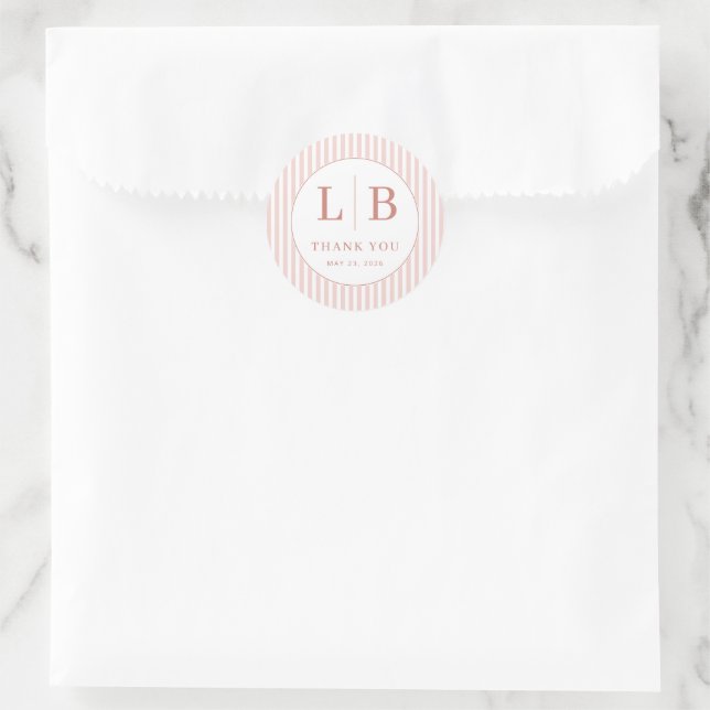 Adesivo Círculo Elegante de Agradecimento Rosa (Bolsa)