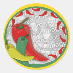 Adesivo Círculo Frame2 do grupo da pimenta de pimentão