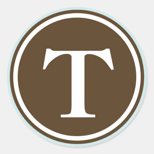 Adesivo Círculo inicial do T monograma - letra de selo do  (Frente)
