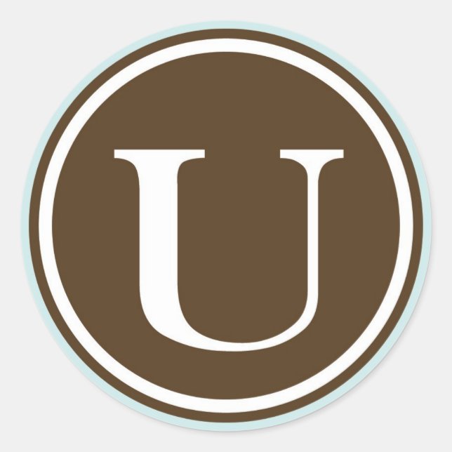 Adesivo Círculo inicial U monograma - letra de selo do par (Frente)