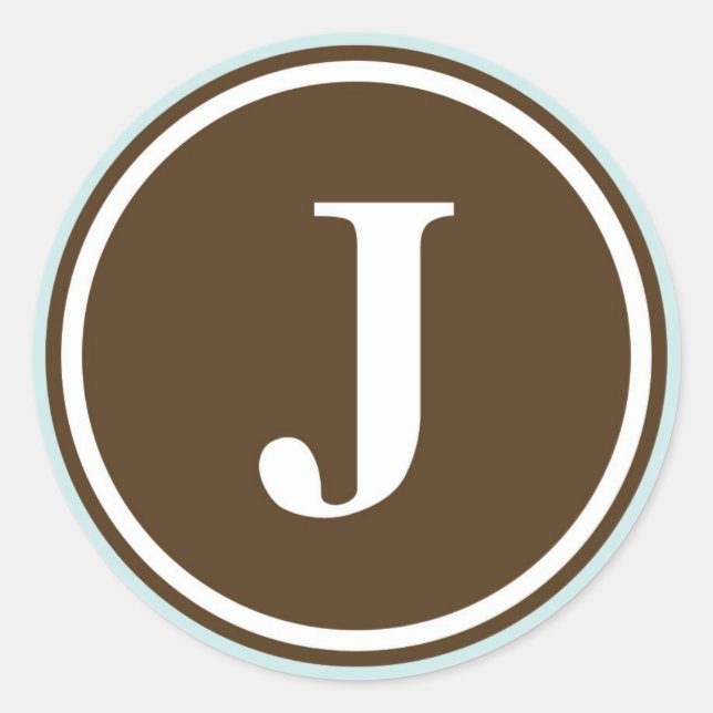 Adesivo Círculo J monograma inicial - letra do selo do par (Frente)