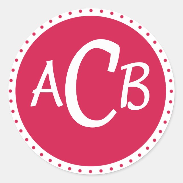 Adesivo círculo monongrama - rosa (Frente)