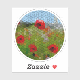 Adesivo Círculo Mosaico de Poppies em Jardim do País
