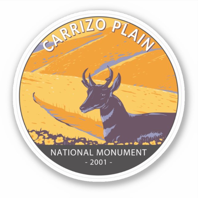 Adesivo Círculo Nacional de Monumento do Carrizo Plain (Frente)