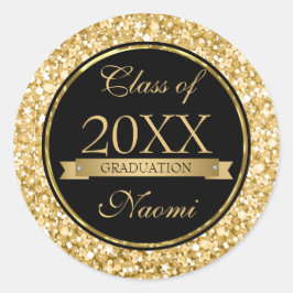 Adesivo Círculo Negro Brilhante Dourado E Branco