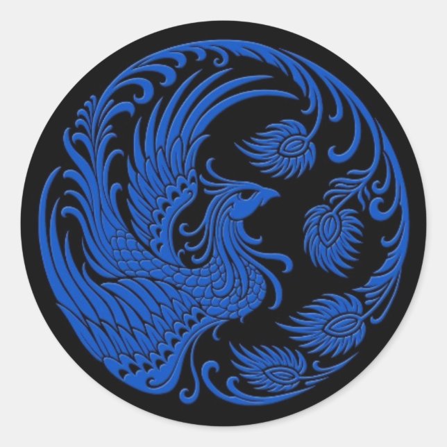 Adesivo Círculo Phoenix Azul Tradicional em Preto (Frente)