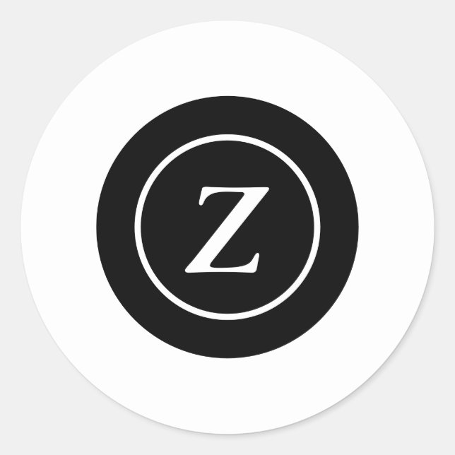 Adesivo Círculo preto e branco inicial personalizado (Frente)