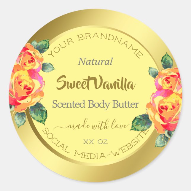 Adesivo Círculo Primavera dos Rosas Florais Elegantes Amar (Frente)