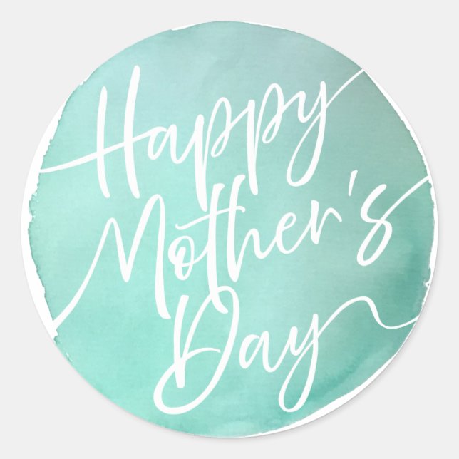 Adesivo Círculo simples de aquarela Escrito no Dia das Mãe (Frente)