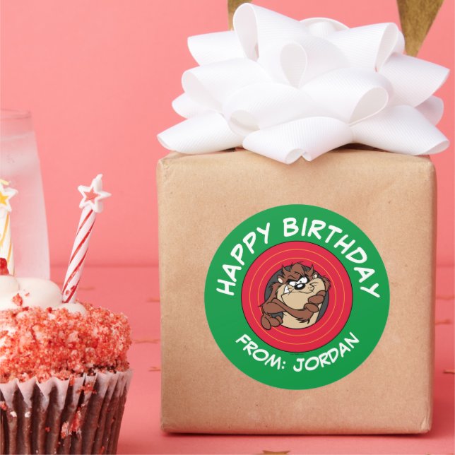 Adesivo Círculo TAZ™ através do LOONEY TUNES™ | Feliz Aniv (Festa)