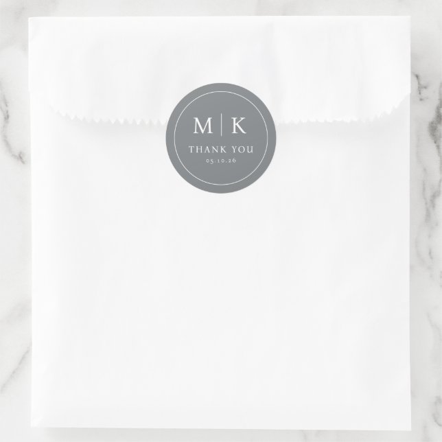 Adesivo Círculo Tipográfico Cinza Elegante (Bolsa)