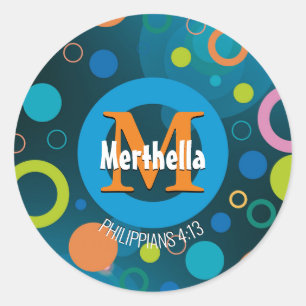 Adesivo Círculos Coloridos Modernos Monograma AZUL Persona