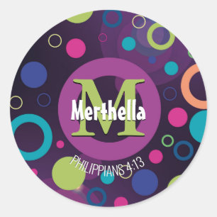 Adesivo Círculos Coloridos Modernos Monograma Púrpura Pers