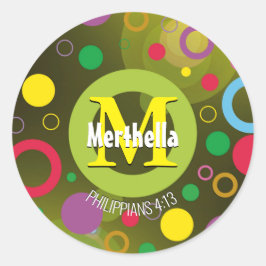 Adesivo Círculos Coloridos Modernos Monograma Verde Person