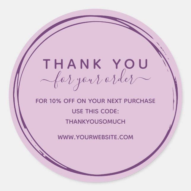 Adesivo Círculos De Linha Lilac Obrigado Por Encomendar (Frente)