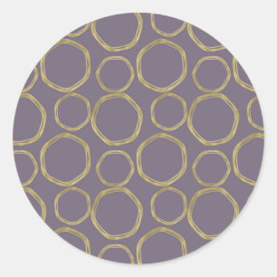 Adesivo Círculos Dourados & Bege Rústico Roxo Moderno Na M