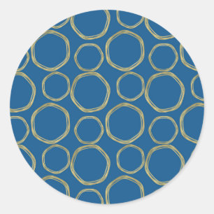 Adesivo Círculos Dourados e Azul Brilhante Moderno e Elega