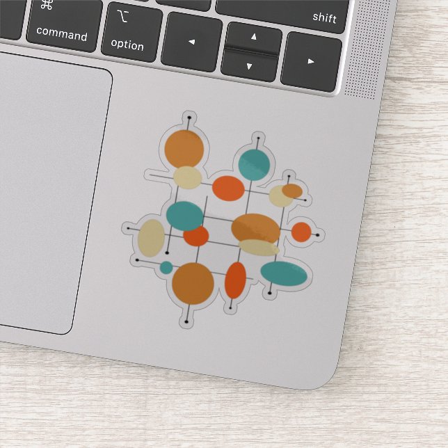 Adesivo Círculos Laranja Turquesa Meio século Moderno (Detalhe)