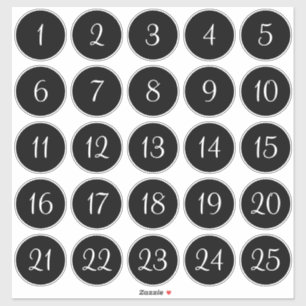 Adesivo Círculos Numerados Preto e Branco 1 - 25