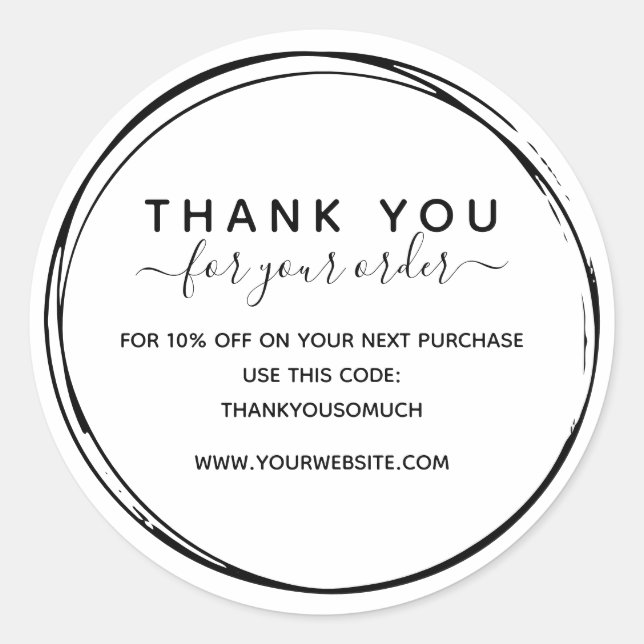 Adesivo Círculos Simples De Linha Preta Obrigado Por Encom (Frente)