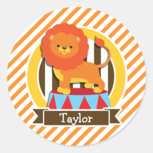 Adesivo Circus Lion; Laranja & White Stripes