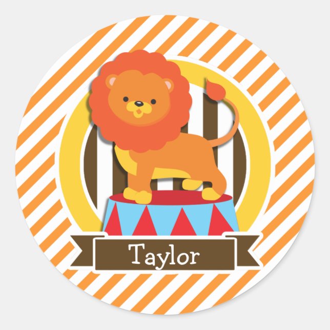 Adesivo Circus Lion; Laranja & White Stripes (Frente)