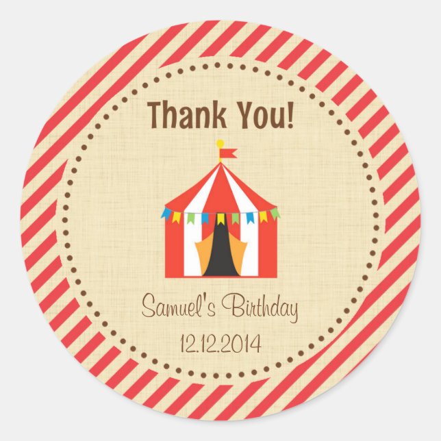 Adesivo Circus Tent Birthday Sticker Red Stripes (Frente)