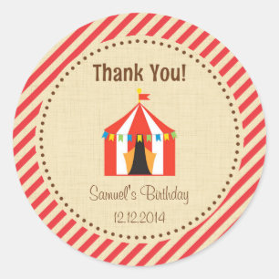 Adesivo Circus Tent Birthday Sticker Red Stripes