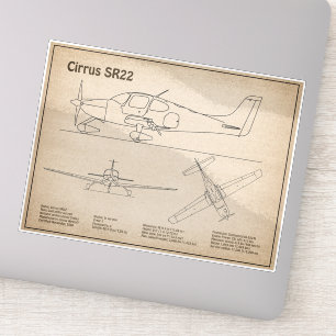 Adesivo Cirro SR22 - Planos de desenho de projeto de avião