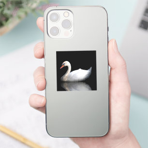 Adesivo Cisne branco sobre preto