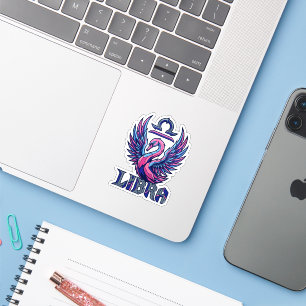 Adesivo Cisne Mascote do Zodíaco Libra Cyberpunk Synthwave