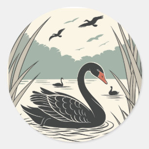 Adesivo Cisne Negro Elegante
