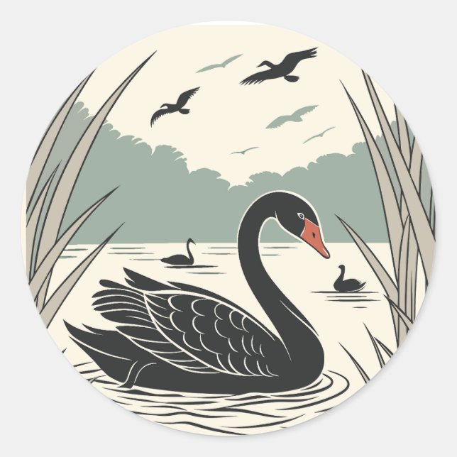 Adesivo Cisne Negro Elegante (Frente)